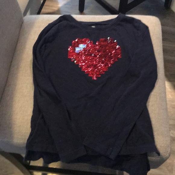 Gap navy blue heart flip sequin long sleeve tshirt - Picture 2 of 3